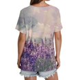 thumbnail image 4 of Fengqque 2025 Stylish Women's Printed V-Neck Loose Fit Short Sleeve T-Shirt, 4 of 4