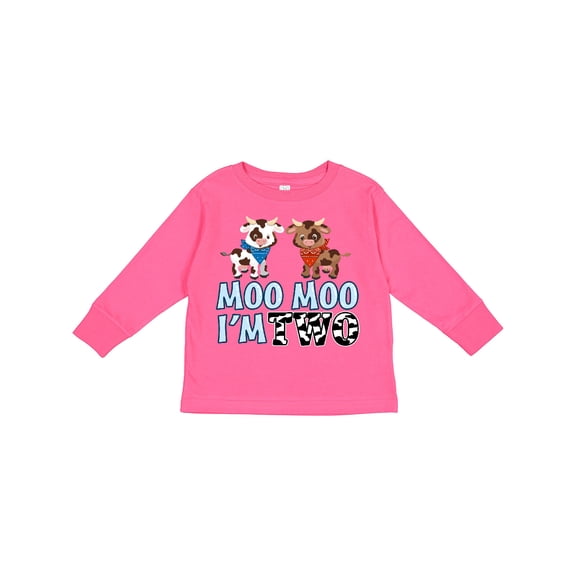 Inktastic Moo Moo I'm 2 with Cute Holstein Cows Boys or Girls Long Sleeve Toddler T-Shirt