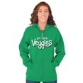 thumbnail image 3 of Eat Veggies Fun Message Vegetarian Zip Up Hoodie Men's Women's Brisco Brands S, 3 of 6