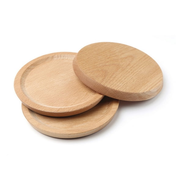 Raindrops 1Pack Wood Plate for Food Display 14x0.79in Beige Round for Baby Shower