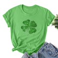 thumbnail image 2 of Besolor T-Shirts de la Saint-Patrick pour Femmes Col Rond Manches Courtes Basiques T-Shirts Graphiques Shamrock Hauts de Festival, 2 of 3