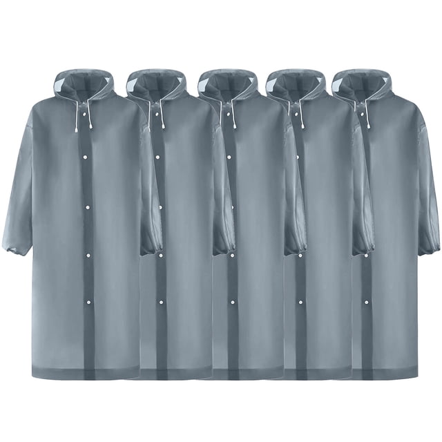Poncho de Pluie pour Femmes et Hommes, Ensemble Réutilisable 5 Pcs, Coupe-Vent Imperméable, Imperméable à Capuche Léger et Cape, Pliable pour Activités Extérieures, Voyage, Randonnée