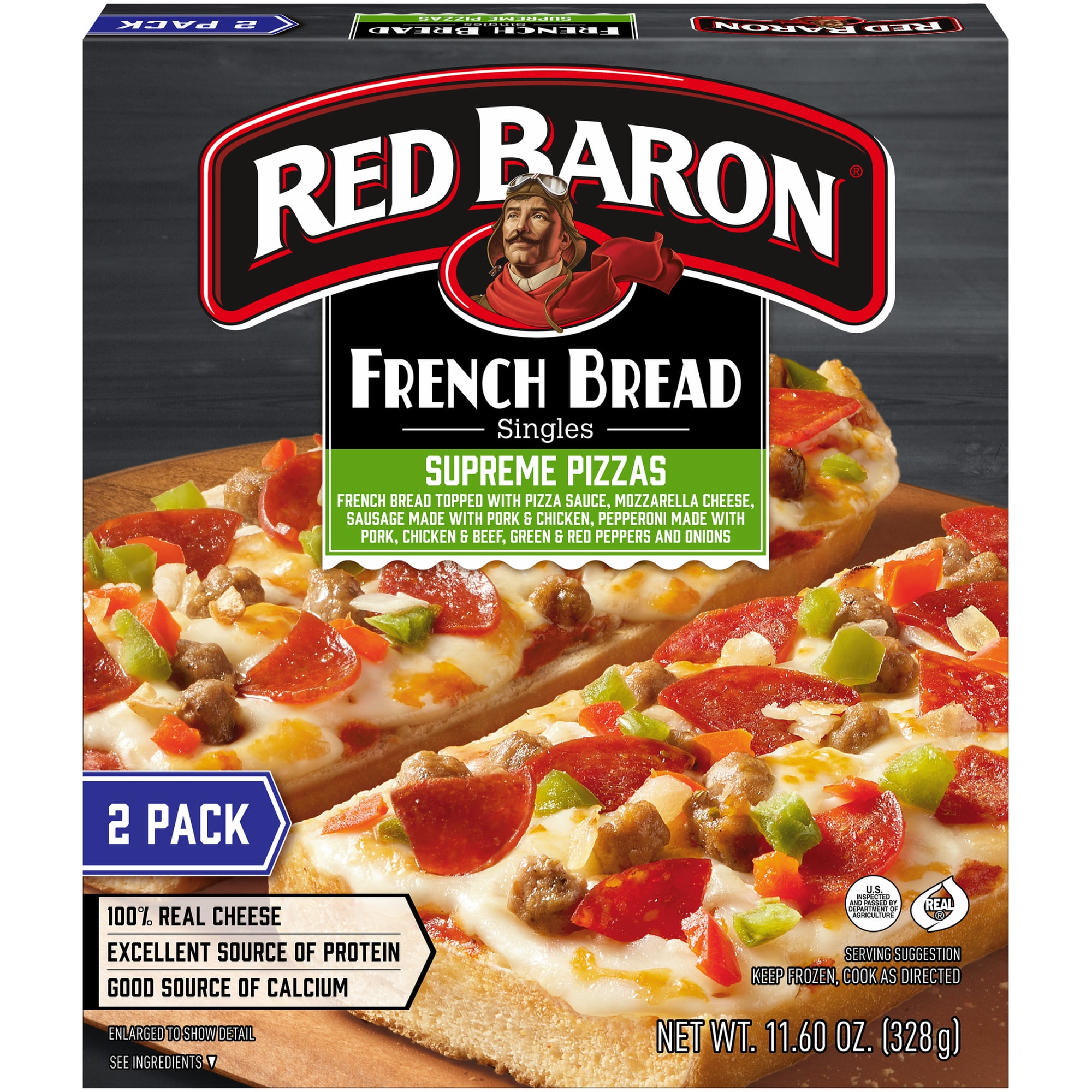 Red Baron Supreme French Bread Personal Frozen Pizza, 11.6 oz 2 Pack