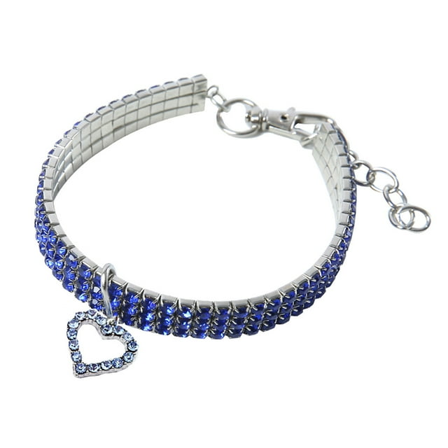 Bling Rhinestone Dog Collar with Heart Pendant – Shiny Alloy & Crystal Pet Necklace for Weekend Parties & Holidays (Fits Dogs & Cats)