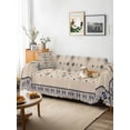 thumbnail image 3 of Boho Geometric Couch Cover for 2 Cushion Sofa, Retro Rustic Chic Ethnic Abstract Patterned Washable Loveseat Sofa Covers Slipcover for Sectional Sofas L-Shaped, Couch Throw Cover 71"x118", 3 of 9