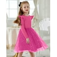 thumbnail image 2 of Oudiya Toddler Tutu Dresses Girls Long Sleeve Ruffle Fall Winter Holiday Star Sequin Tulle Dress 2-6Y, 2 of 6