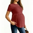 thumbnail image 5 of HongQid Women's Ruffle Hem Maternity T Shirt Short Sleeve Crewneck Ribbed Knit Peplum Tee Tops, 5 of 8
