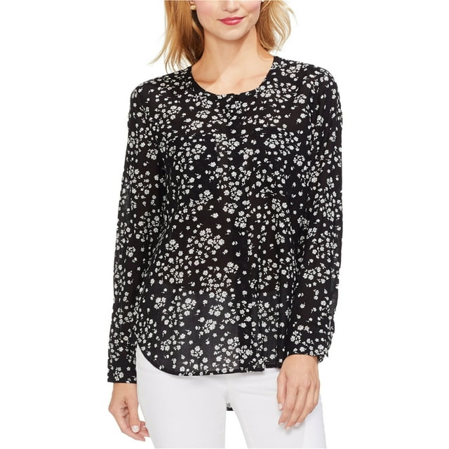Vince Camuto Blusa con botones y siluetas para mujer, negro, extragrande