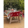 thumbnail image 2 of Outdoor Tablecloth with Umbrella Hole and Zipper, Christmas Cats Rectangle Table Cloth 60x102 Inch Waterproof Tablecloth, Xmas Tree Poinsettia Botanical Red Picnic Table Cover for Patio Camping, 2 of 7