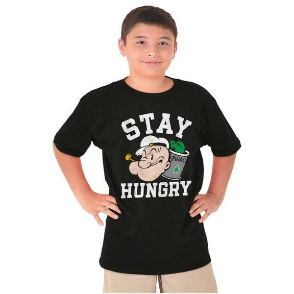 Stay Hungry Popeye The Sailor Man Crewneck T Shirts Boy Girl Teen Brisco Brands XS