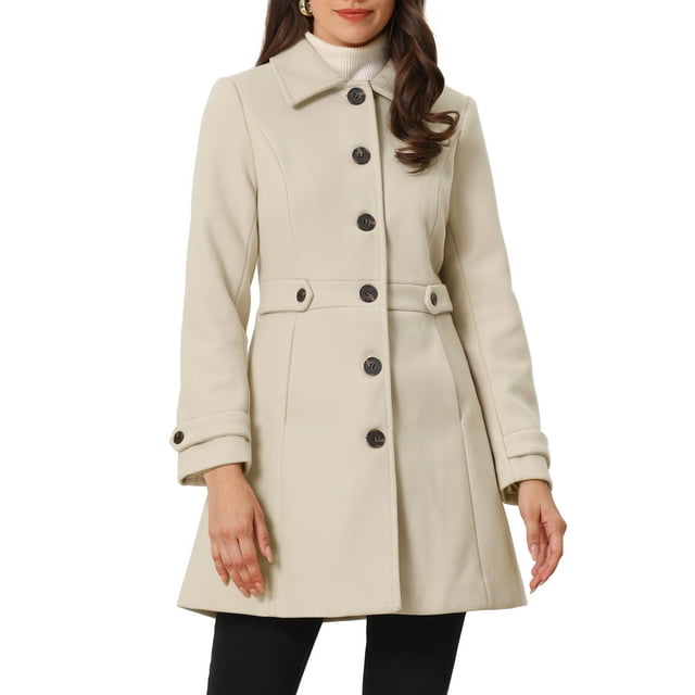 INSPIRE CHIC Manteau Trench Long d'Hiver Classique pour Femme à Simple Boutonnage avec Poches P Beige