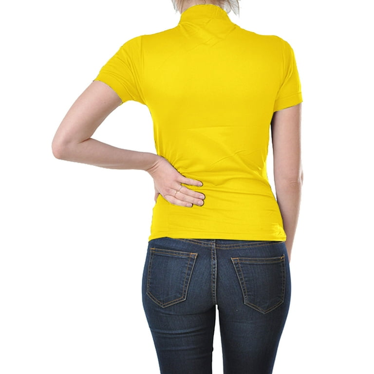 Women's Seamless Stretch Mock Neck Shirt, Short Sleeve Women's Seamless Stretch Mock Neck Shirt, Short Sleeve