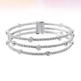 thumbnail image 3 of Pulsera elástica de cristal con adorno de mano para mujer, brazalete abierto (plata), 3 of 8