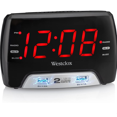 thumbnail image 1 of Westclox 80227WM Radio-Réveil Numérique FM à LED Rouge 1.4 de Base Remis à Neuf avec 2 Ports de Charge USB et Charge Rapide pour Chambre, Maison Ou Bureau, 1 of 1