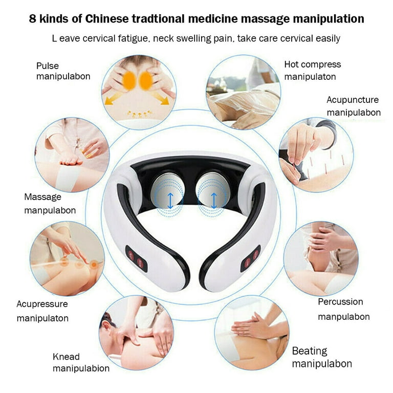 Heat Cordless Electric Pulse Back and Neck Massager Far Infrared Heating  Pain Relief Tool Health Care