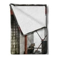 thumbnail image 2 of Industrial Soft Flannel Fleece Throw Blanket, Rusty Storage Warehouse with Big Gate Doorway Aged Structure Machines Image, Cozy Plush for Indoor and Outdoor Use, 70" x 90", Multicolor, by Ambesonne, 2 of 5