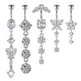 thumbnail image 1 of Juego de 5 piercings de metal hipoalergénicos para el ombligo, con elegante diseño de mariposa, ideales para uso diario, fiestas y festivales., 1 of 5