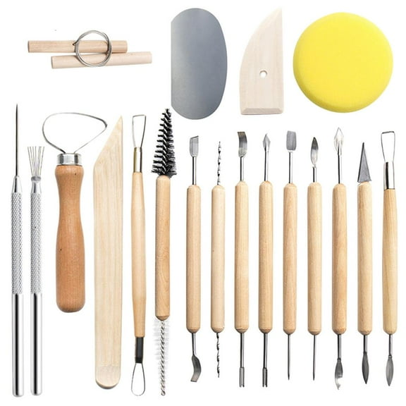 Rvaymup 19 Pcs Basic Clay Pottery Tools DIY Art Ceramic Crafts Supplies Modeling Tools