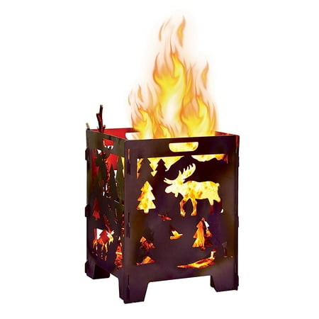 MOOSE Wood Burning Pit, Burn Cage, Incinerator Barrel, Great for Patio and Outdoor Backyard Bonfire Heavy Duty Large 21 x 21 x 27