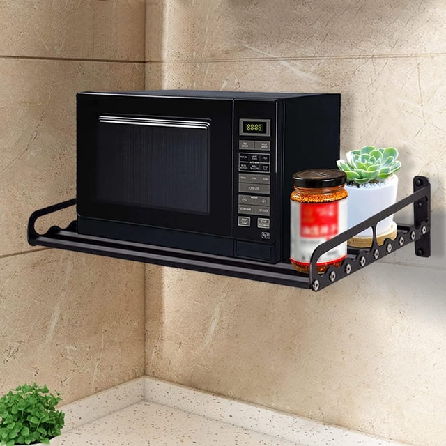 Rejilla para horno microondas de aluminio de montaje en pared de 20 x 15,6 pulgadas, color negro, para condimentos y hornos microondas