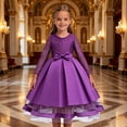 thumbnail image 2 of JAJAHO Flower Girl Dress Kids Girls Princess Birthday Dress Lace Long Sleeve Pleated Midi Party Wedding Formal Ball Gown 4-14Y, 2 of 7