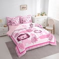 thumbnail image 2 of Erosebridal Lion Wildlife Kids Twin Bedding Sets 7-Piece, Leaf Plant Bedding Comforter Set, Pink, 2 of 7