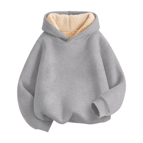 Splozh Chandails à Capuchon Chandails Molletonnés pour Tout-Petits Unisexe Garçons Filles Chandail à Capuchon Doublé en Molleton Enfants Chaud d'Hiver Chandails à Capuchon Chandail à Capuche Chandail Gris,11-12 Ans