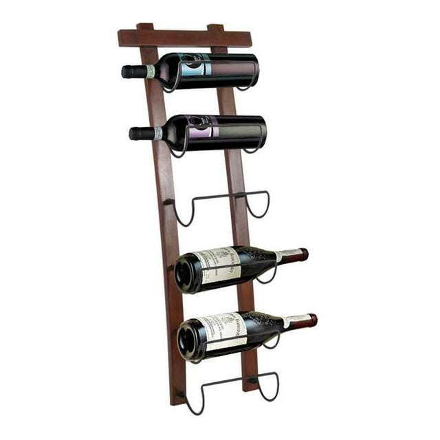 Design Mode 32-127LWD 31 in. Curved Wood & Metal Wall Mount 6 Bottle Wine Storage Rack