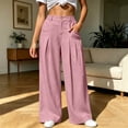 thumbnail image 6 of ZHYou No Boundarie Womens Baggy Fit Pant Low Rise Pleated Cargo Oversized Wide Leg Business Dress Casual Trousers with Pockets,Pink,Size S, 6 of 7