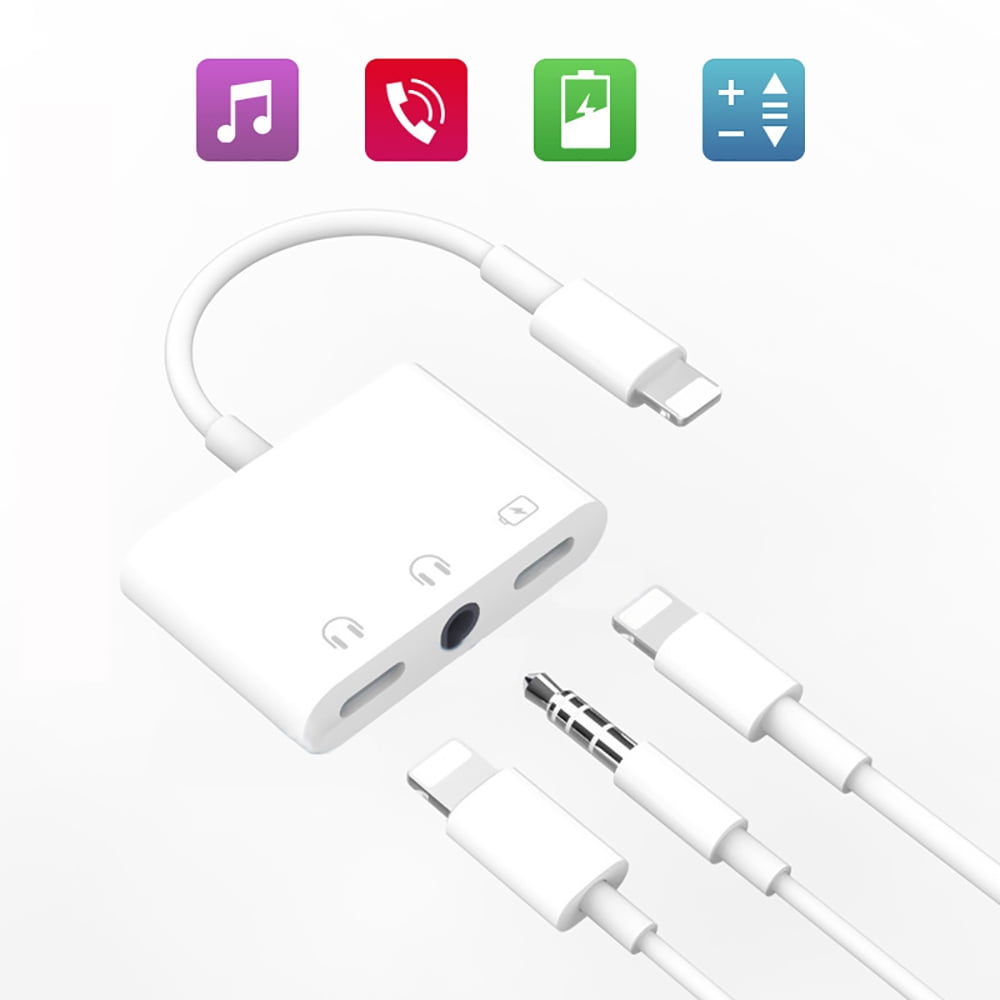 Hij maagd efficiënt Apple MFi Certified] iPhone Headphones Adapter, 3 in 1 Lightning to 3.5mm  Headphone Jack Dual Lightning Port Fast Charger+Aux Audio Dongle Splitter  Compatible with iPhone 12/11/SE/XS/XR/X/8/7 Plus - Walmart.com