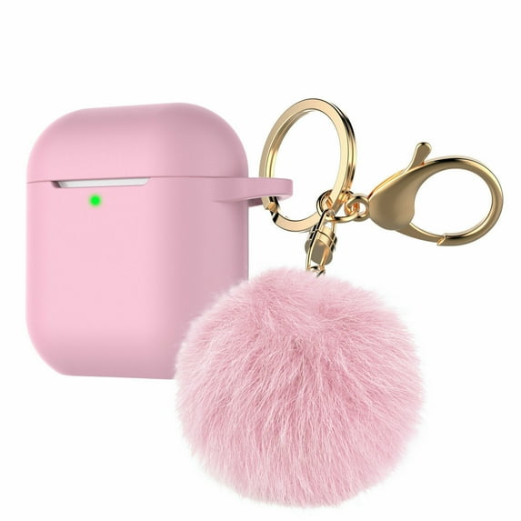 Case for Airpods Pro, Cute Silicone Protective Wireless Charging Case Accessories Keychain Pompom