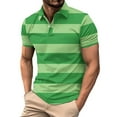 thumbnail image 2 of DDAPJ pyju Men Striped Polos Shirt Color Block Casual Golf Shirts Trendy Business Office Tops Short Sleeve Collared Tshirt Lightning Sales of Today Green L, 2 of 5