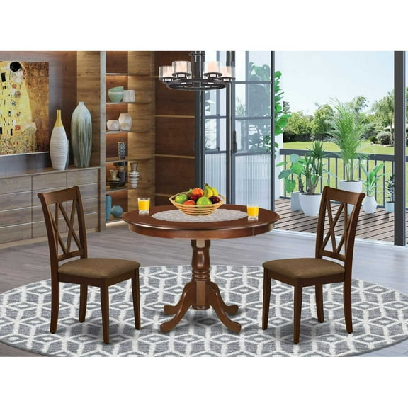 East West Furniture Dining Room Set Mahogany, HLCL3-MAH-C