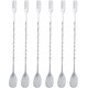 thumbnail image 1 of Cuchara de cóctel mezcladora de barra mezcladora cuchara larga con compatible con 10 pulgadas de acero inoxidable patrón espiral cocktail agitadores cucharas 6 piezas (plata Afortunado Sencillez, 1 of 5