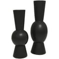 thumbnail image 5 of DecMode 24", 20"H Abstract Fluted Round Black Ceramic Vase, Set of 2, 5 of 7