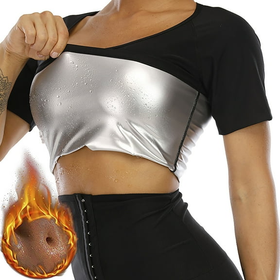 Sauna Suit for Women Weight Loss Sauna Shirt for Women Sweat Suit Waist Trainer Vest Fitness Body Shaper Zipper for Weight Loss