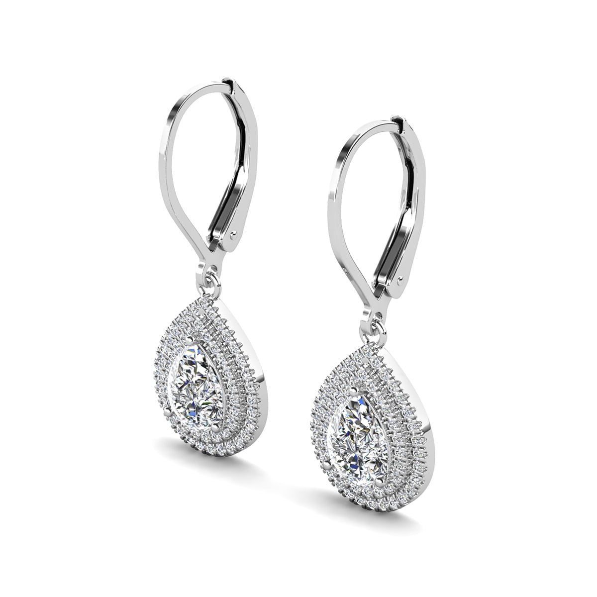 Cate & Chloe Aurelia 18k White Gold Plated Tear Drop Earrings with Simulated Diamonds for Women