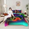 thumbnail image 4 of Homewish Kids Teens Adults Gradient Gamepads Full Size Comforter Sets 3-Piece,Abstract Ombre Neon Lights Bedding Comforter Set,Video Game Lightweight Bedding Sets,Super Cozy Room Decor, 4 of 8