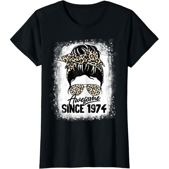 Awesome Since 1974 Leopard Birthday T-Shirt