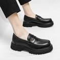 thumbnail image 2 of Spring And Autumn Edition Youth Le Fu Shoes Thick Soled Height Increasing Shoes Black Fashion Men's Casual Leather Shoes Men’S Casual Shoes, 2 of 6