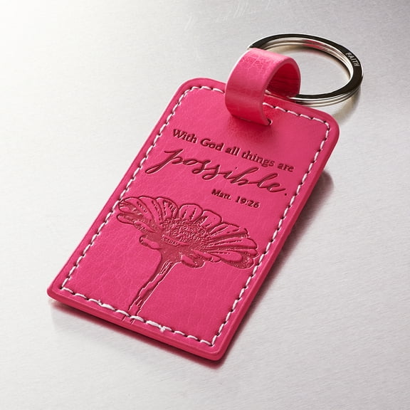 All Things are Possible Pink Faux Leather  Keyring - Matthew 19:26