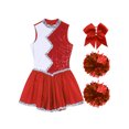 thumbnail image 4 of renvena Women's Glitter Sequins Cheerleading Uniform Cheer Leader Outfits Dance Dress Performance Red XL, 4 of 7