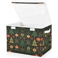 thumbnail image 2 of Storage Box With Lid 16.5x12.6x11.8In Foldable Stacked Household Storage Box Green Christmas Trees, 2 of 7