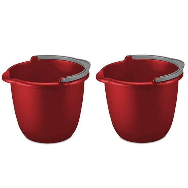 Sterilite Pail With Spout And Handle 10 Quart Red Plastic 1120 Fits Mop