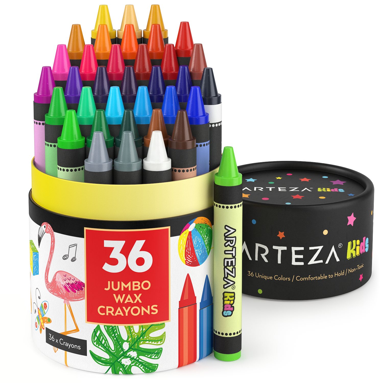 The Box Kids 36 Assorted Colours Wax Crayons 