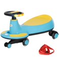 thumbnail image 1 of Qaba Blue Wiggle Car – Foot-Powered Ride-On with Music & Lights – Safe & Fun for Indoor Play – 27.2" x 12.2" x 14.2" – Includes Traction Rope, 1 of 7