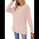 thumbnail image 3 of Suéter de Punto con Abertura Lateral Y2K para Mujer, Cuello Redondo, Larga, Blusa de Punto Liso con Abertura Lateral, Túnicas Rosa L, 3 of 10