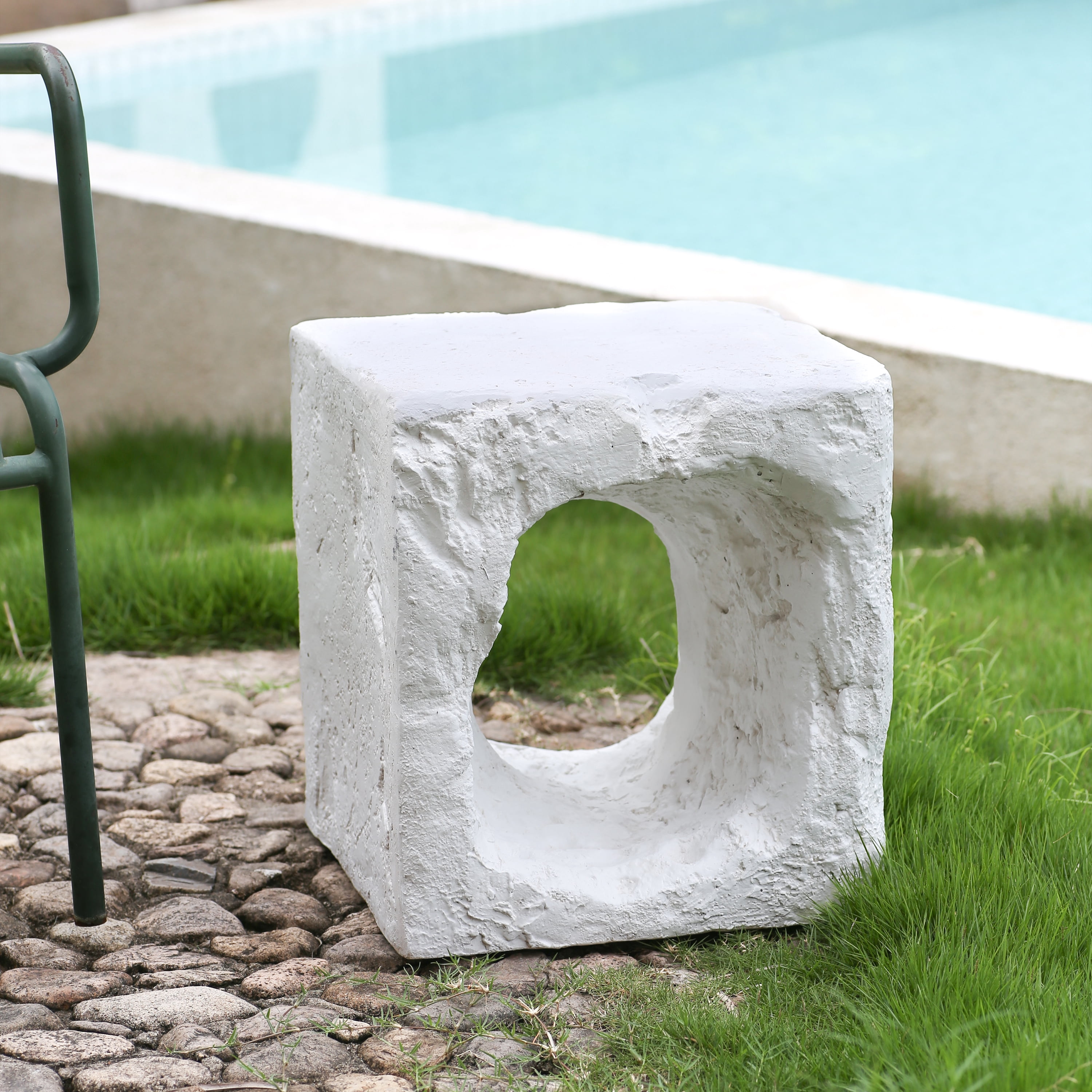 Minimalist Decorative Side Table for Garden Balcony Deck, White
