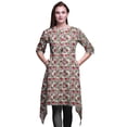 thumbnail image 1 of Bimba Kurti Asymétrique Gris à Imprimé Floral Damassé pour Femmes, Robe d'Été Indienne Tunique XXX-Large, 1 of 6