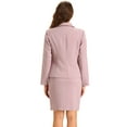 thumbnail image 3 of Women's 2 Piece Business Suit Collared Button Down Blazer Pencil Skirt Work Skirt Set XL Grey Pink, 3 of 5